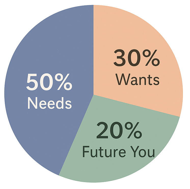 Budgeting categories using the 50/30/20 rule