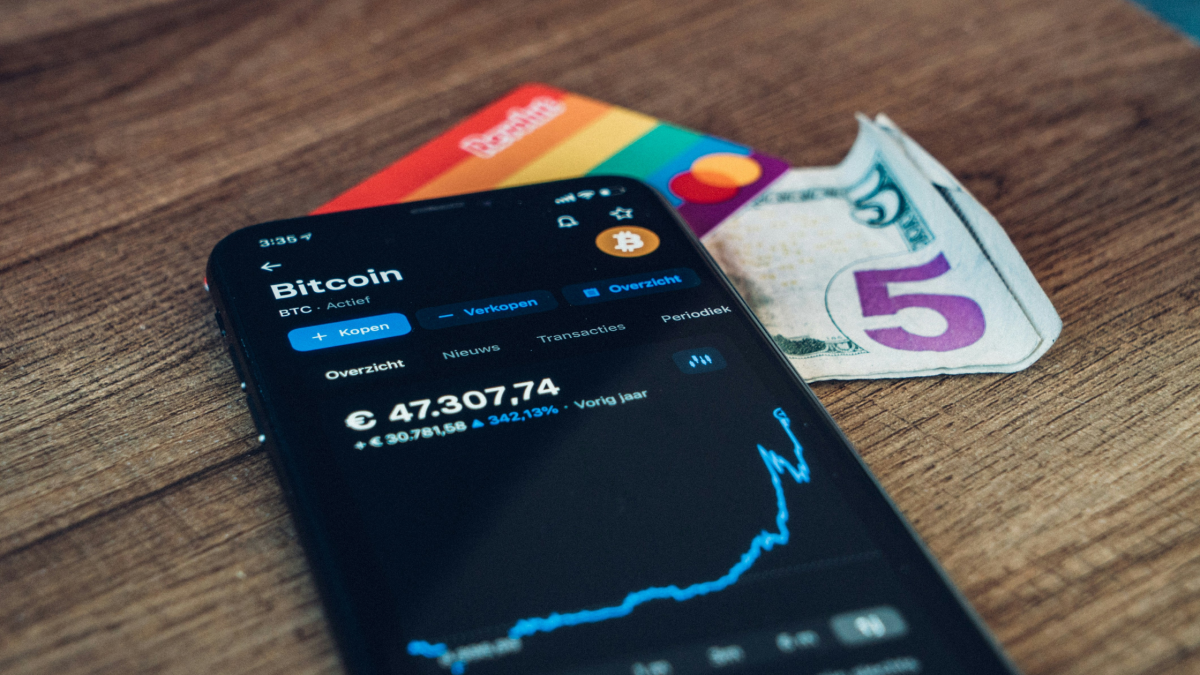 A phone screen showing a Bitcoin portfolio