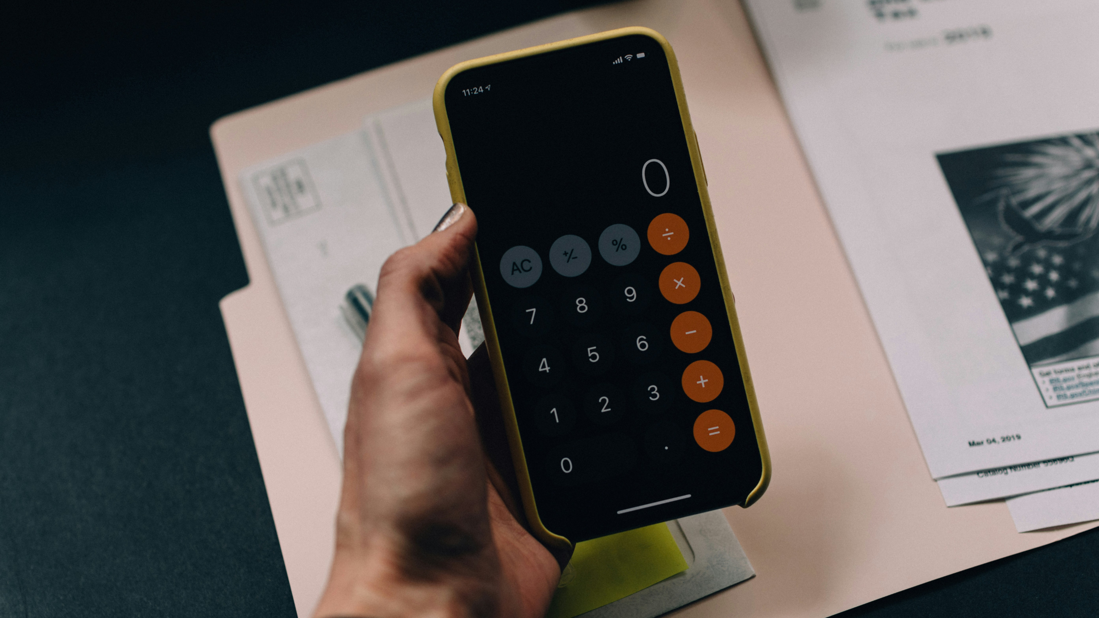 An image of a calculator app on a phone
