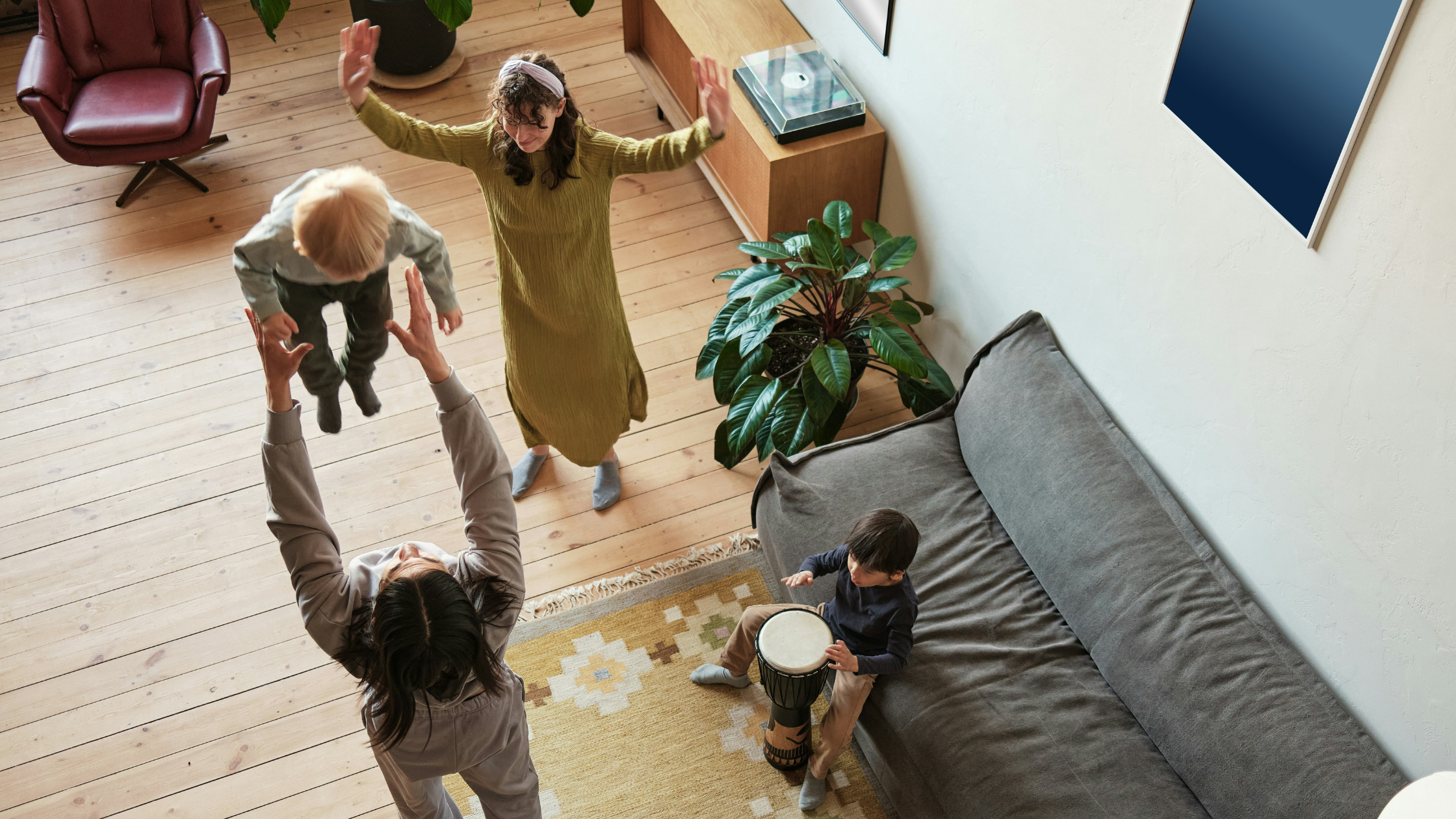 A young family spending time together