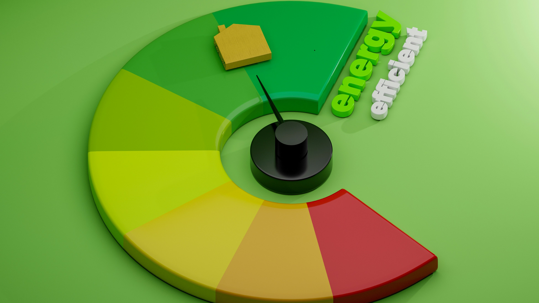 a green 'energy efficient' 3D gauge