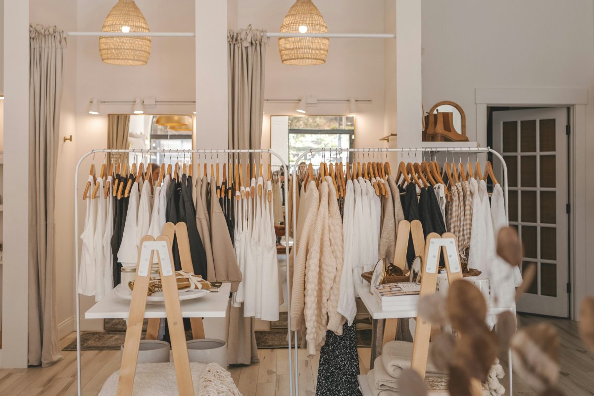 A clothes rail in a shop