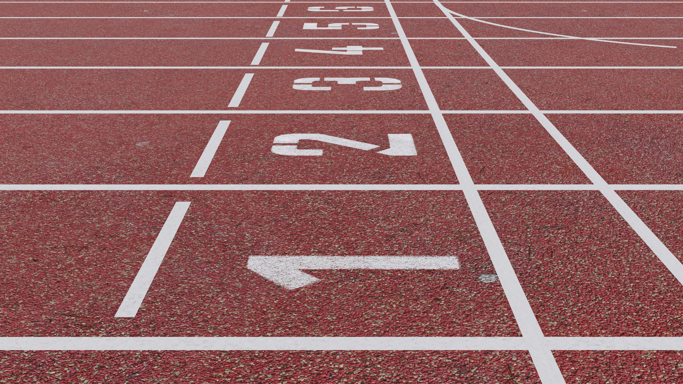 the numbered starting line on a racing track